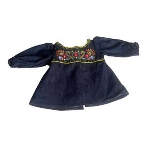 American Girl Doll Julie Tunic Top Blue Denim Shirt Accessory Floral Embroidery